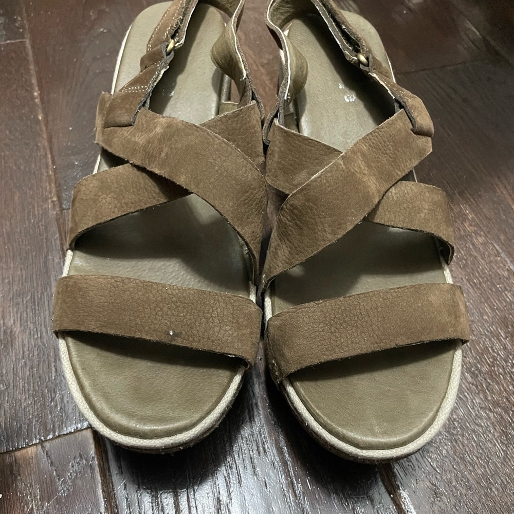 Antelope Brown Wedge Sandals - Picture 2 of 4